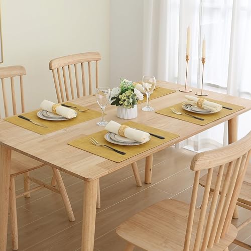 Miniatura 8 de Homaxy Juego de 6 manteles individuales de piel sintética resistentes al calor para mesa de comedor, impermeables, lavables, lavables, fáciles de