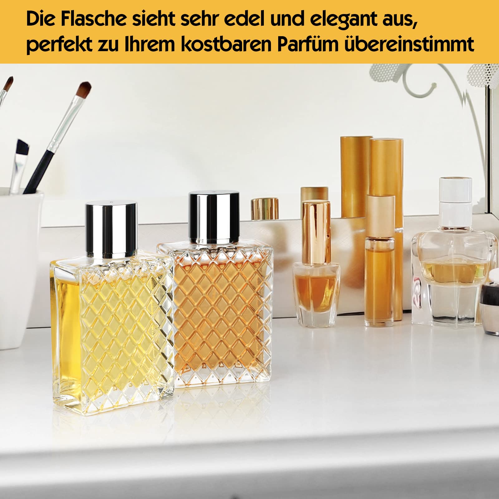 Rozpylacz do perfum 100 ml, przenośna butelka z rozpylaczem do perfum, dla kobiet i mężczyzn, do wielokrotnego napełniania pipetą i lejkiem, do perfum, podróży, kosmetyków