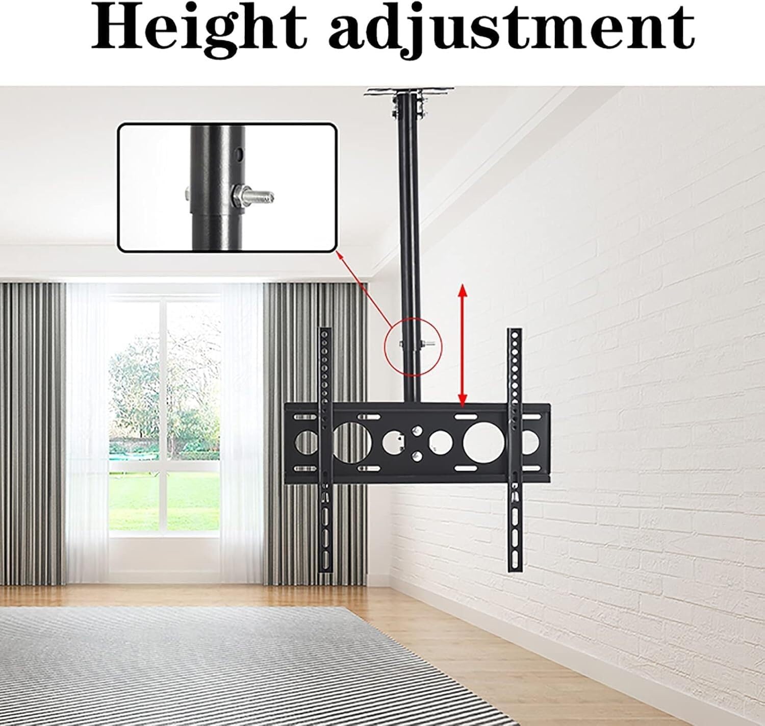 Universal TV Cabinet TV Wall Bracket Universal Ceiling Mount TV Bracket Telescopic Height Adjustment Swivelling and Tilting Ceiling Mount TV Bracket