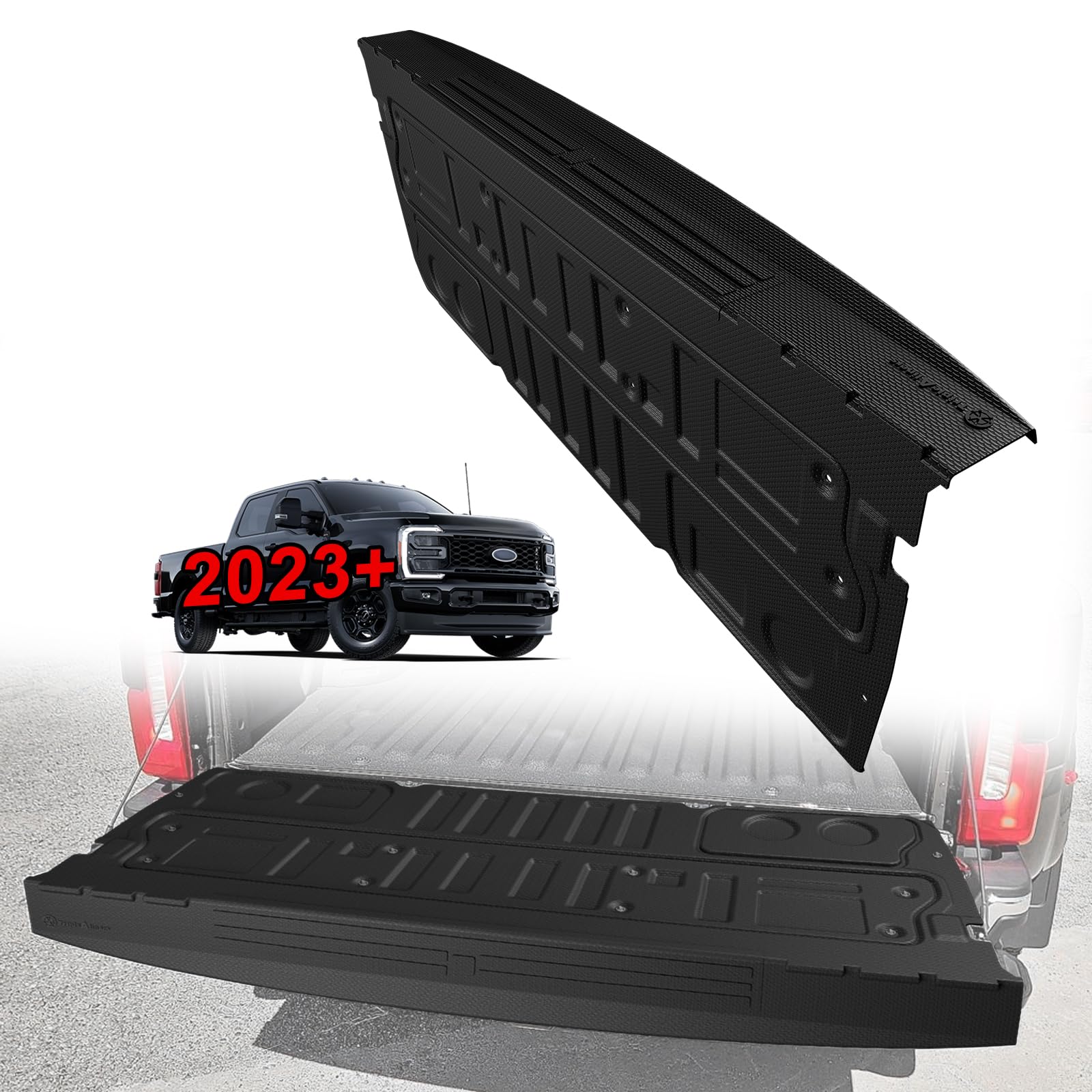 TripleAliners Truck Mat Compatible with 2023-2026 Ford Super Duty F250/F350/F450 Accessories, Tailgate Mat Custom Fit All Weather Protection Pickup Liner, w/Tailgate Cap Protector