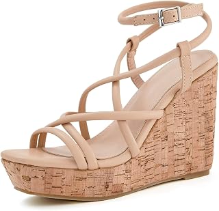 Women Platform Wedge Sandals Cork Slingback Wedges Espadrilles Heels Summer Shoes