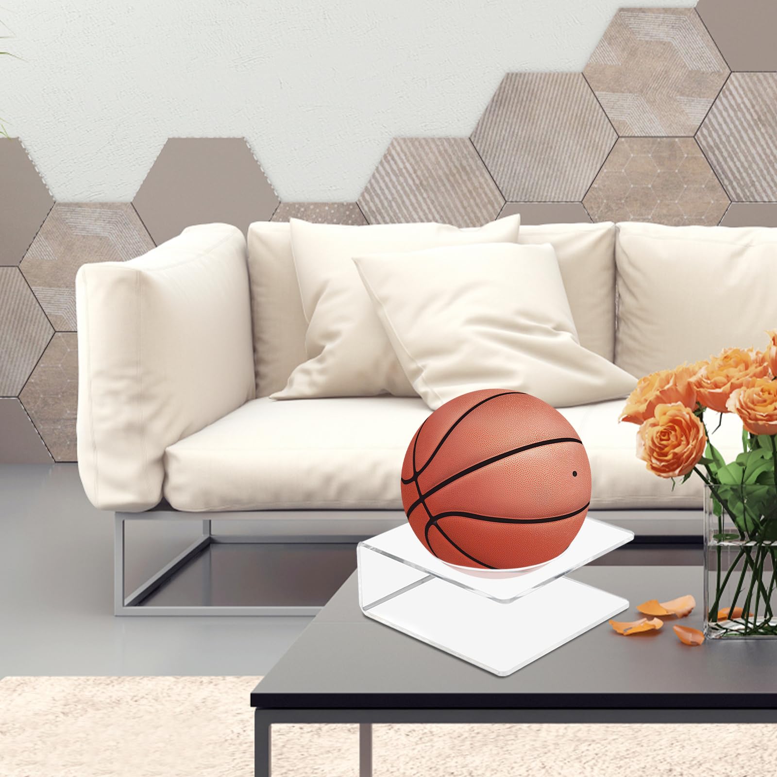 4 Pezzi Espositori Palloni Sportivi | Supporti Acrilici Trasparenti Per Calcio Basket Pallavolo - Foto 3