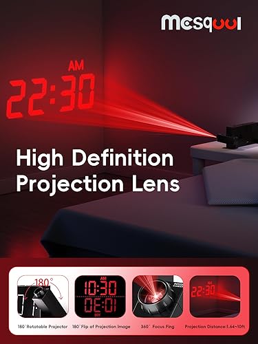 Miniatura 3 de Reloj despertador digital de proyección con agitador de cama para dormitorio, reloj despertador extra fuerte para durmientes pesados, reloj Dígitos