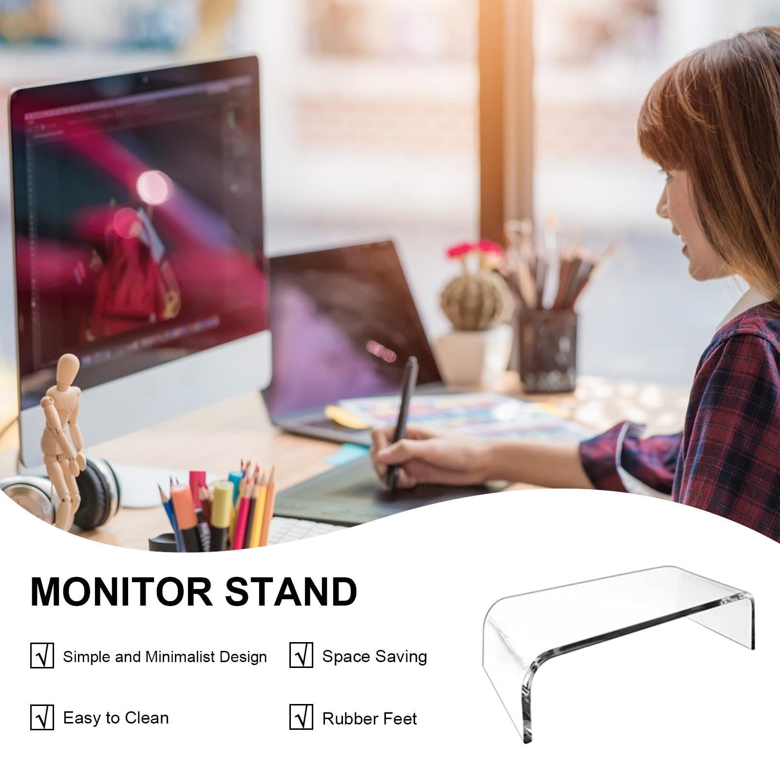 Acrylic Monitor Stand Riser - Clear & Customizable Organizer