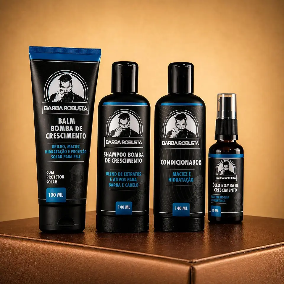 Barba Robusta Kit Para Cuidados de Barba Star Barba Robusta Cuida e Acelera o Crescimento da Barba