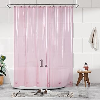 Barossa DesignPEVA Shower Curtain Liner Heavy Duty with 6 Magnets and Metal Grommets 72 x 72 Inch Waterproof Shower Curtains for Bathroom Transparent Pink