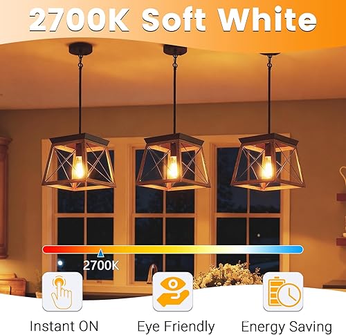 Miniatura 6 de Edison - Bombillas LED vintage de 8 W, equivalente a 80 W, regulables, bombillas LED vintage, 800 lúmenes, base media, blanco suave, 2700 K,