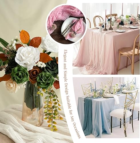 Miniatura 6 de Paquete de 12 caminos de mesa de gasa de 35 x 72 pulgadas de largo, camino de mesa de gasa semitransparente para decoración de bodas, despedidas de