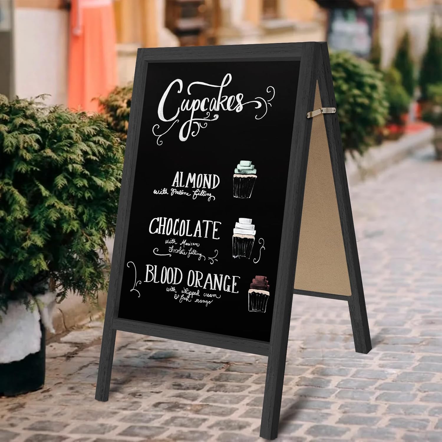 TEAKMAMA Extra Large Wooden 40x22 Chalkboard, Double-Sided Sidewalk A Frame Chalkboard Sign, Sturdy Sandwich Board for Restaurant, Business or Wedding,Black