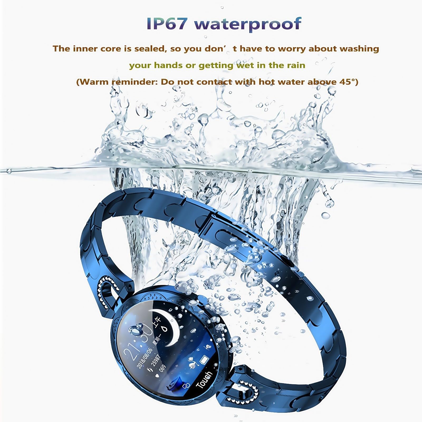 Pulsera Inteligente De Moda para Mujer, con Monitorización De Ritmo Cardíaco, Presión Arterial, Sueño Y Ciclo Fisiológico, Resistente Al Agua IP67. para Android iOS