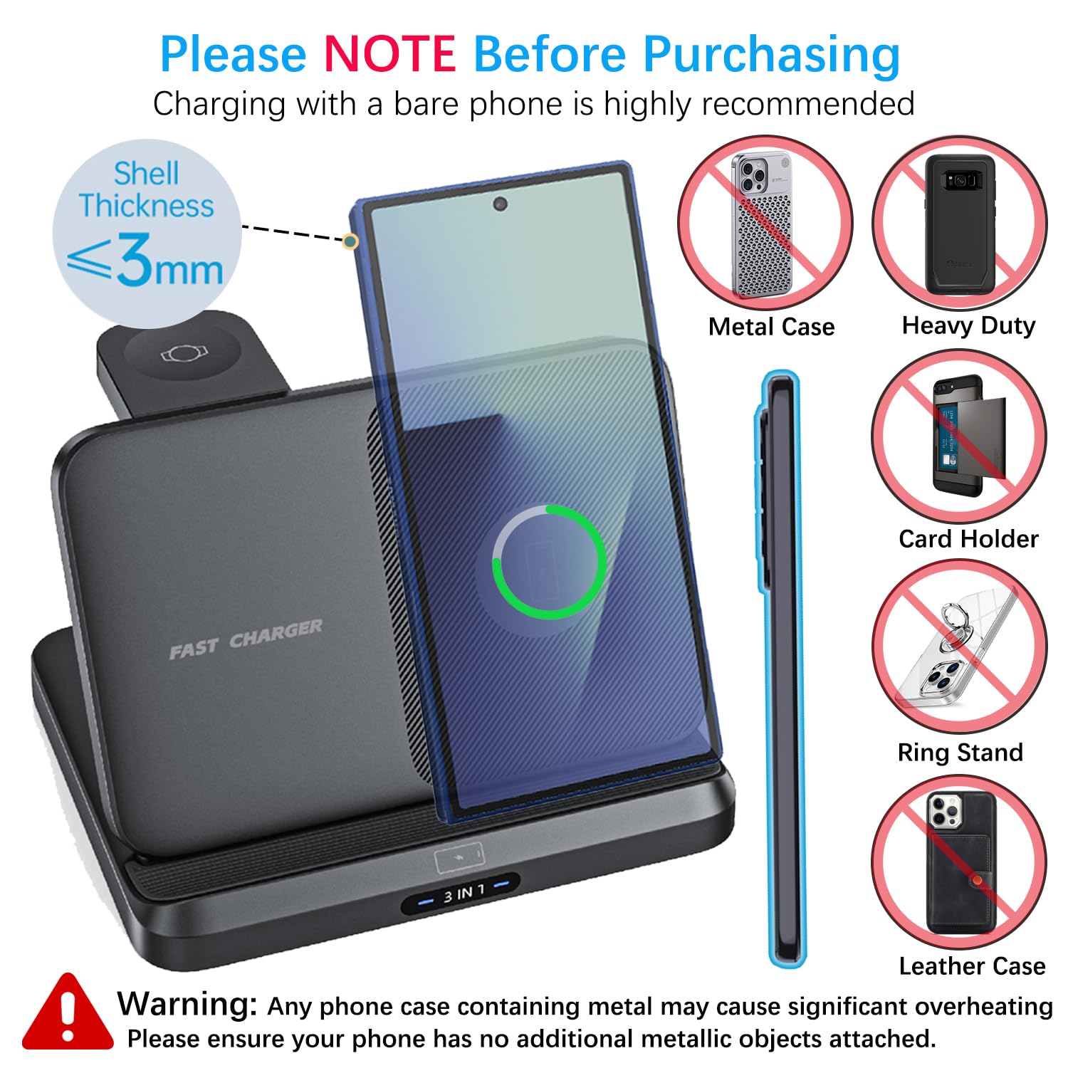 Station de charge sans fil 3 en 1 pliable pour Samsung Galaxy Z Fold 8 Ultra 7 6 - Station de charge rapide pour Galaxy Z Flip 8/Galaxy S26/S26 Ultra/Galaxy Watch/Galaxy Buds