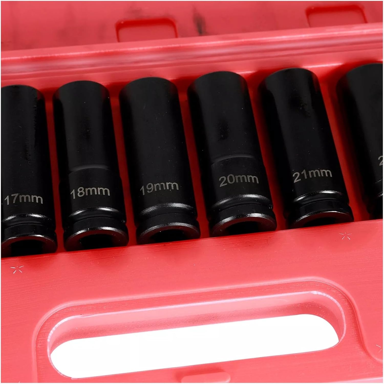 15 Pieces 1/2 Inch Drive Deep 6 Point Metric Impact Socket Set (10-24 mm), 4883 with Storage Case