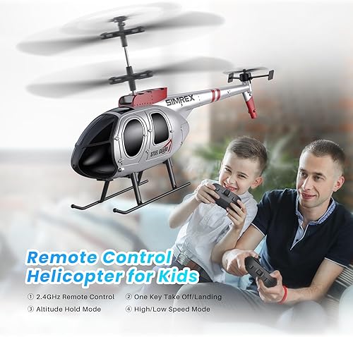 Miniatura 2 de SIMREX Helicóptero a control remoto, juguete de helicóptero para niños y principiantes, retención de altitud, 2 velocidades, 2 baterías, regalo para