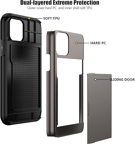 Miniatura 3 de Nvollnoe Funda para iPhone 11 con tarjetero resistente de doble capa protectora a prueba de golpes, ranura para tarjetas oculta, funda delgada tipo