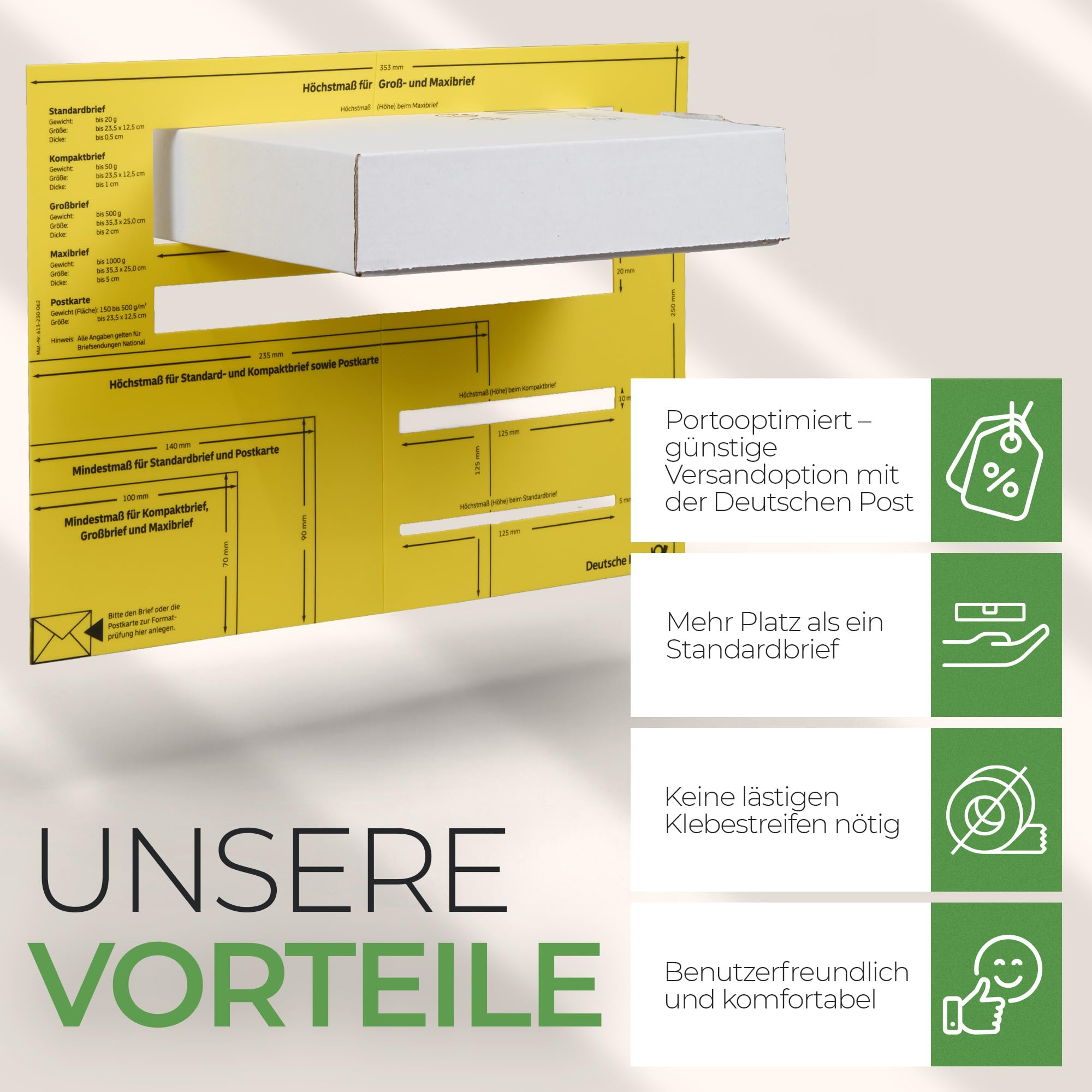 smiley pack Maxibriefkarton DIN A5 240 x 160 x 45 mm – weißer stabiler Versandkarton mit Steckverschluss, passend für DHL Maxibrief, Warensendung & Büchersendung (100 Stück)