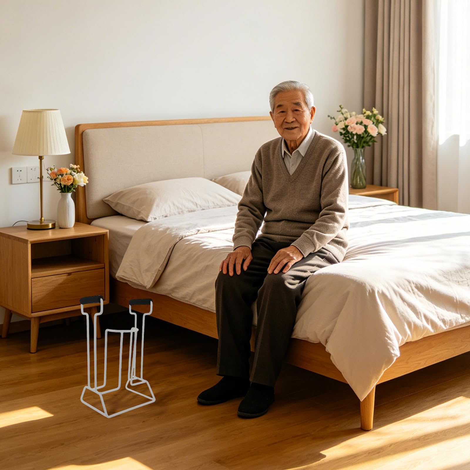 Beaupretty Calzador y Soporte Estable de Calcetines para Mayores con Mango Ajustable Fácil de Usar para Vestir sin Agacharse Junto Cama o Silla de Ruedas