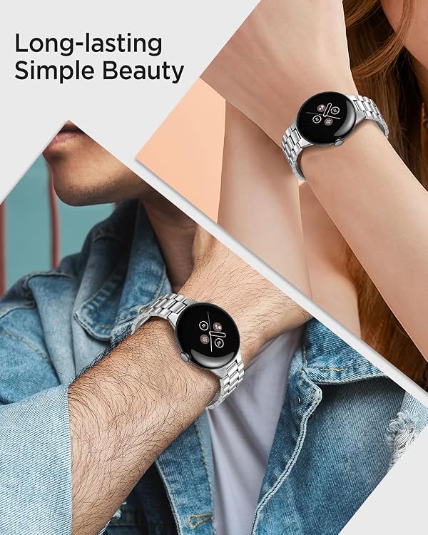 Miimall Metal Bands Compatible for Google Pixel Watch 5/4/3 45mm Band for Women Men, Thin, Elegant Stainless Steel Adjustable Wristband Replacement Strap for Google Pixel Watch 5/4/3 45mm (Silver) by Miimall - Used condition - Image 6