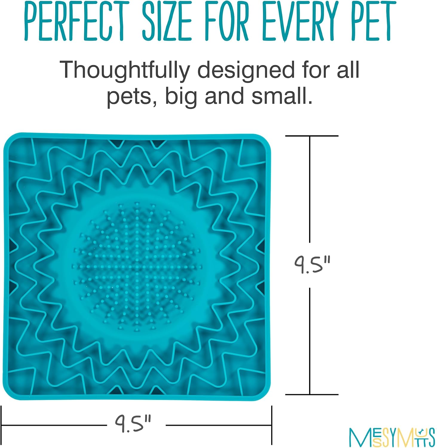 Messy Mutts Framed Silicone Therapeutic Licking Bowl Mat | 9.5" x 9.5" | Slow Feeder Mat for Boredom & Anxiety | Lick Pad for Dogs & Cats | Blue