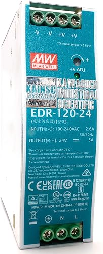 Mean Well EDR-120-24 CA/CD 24V 5A 120W Fuente de alimentación industrial básica de carril DIN de salida única Provista por KAINSC Products