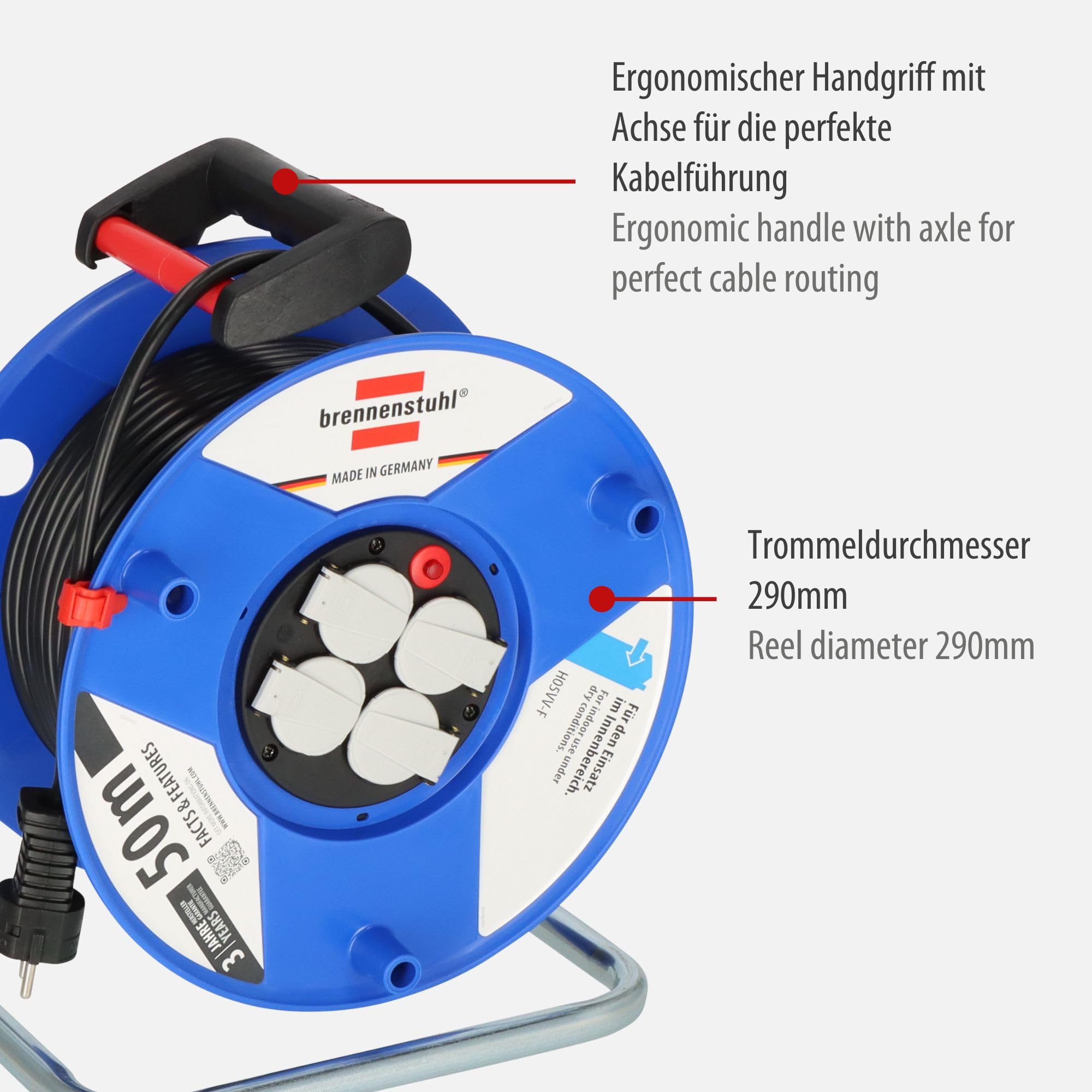 Brennenstuhl 1208060 - Avvolgicavo Garant, 50 m, H05VV-F 3G1,5