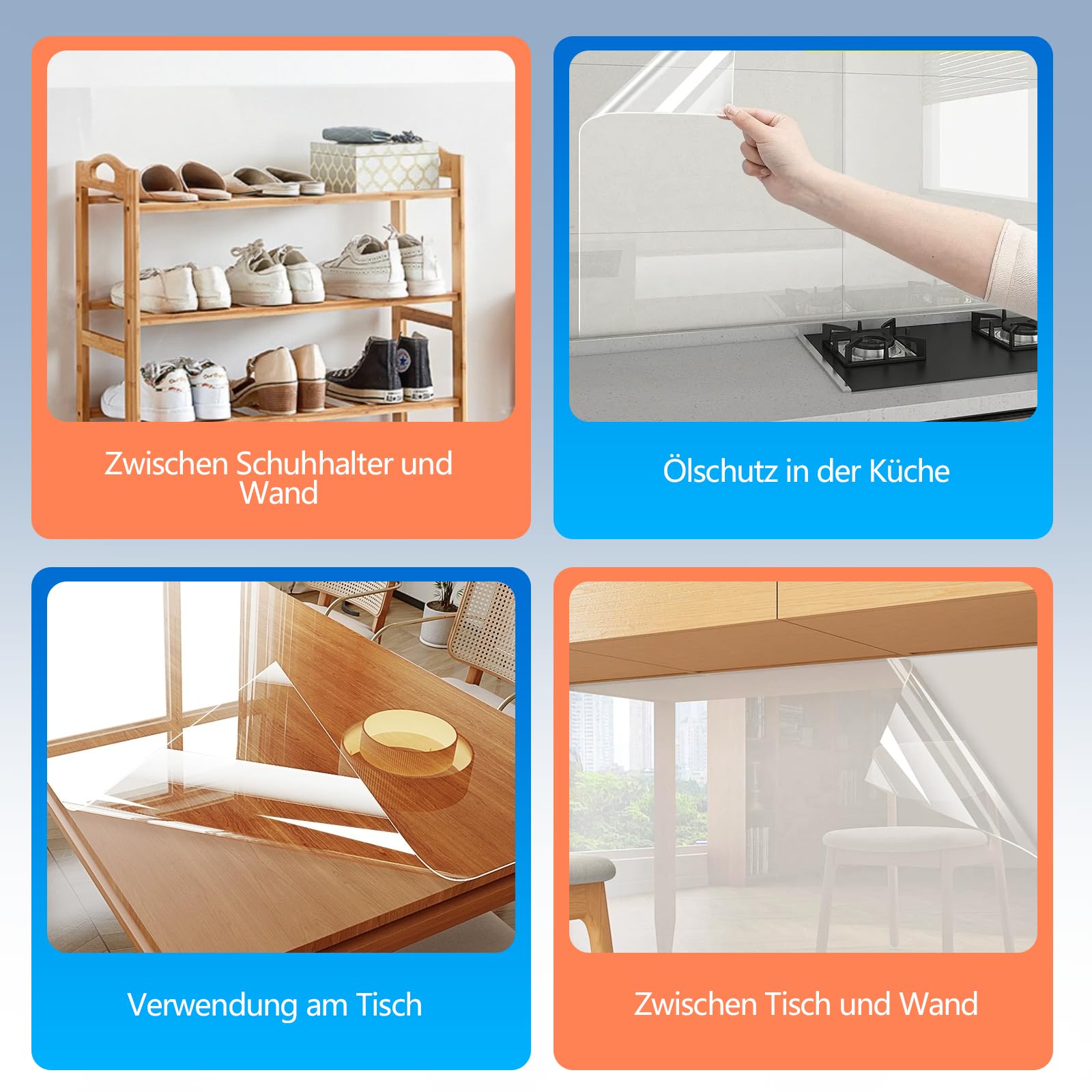 Wandschutzfolie Elektrostatisch, 40 x 500cm Transparent Selbstklebende Folie, Spritzschutz Wand Schutzfolie für Wände, Küche, Möbel, Büro, Schule - 5