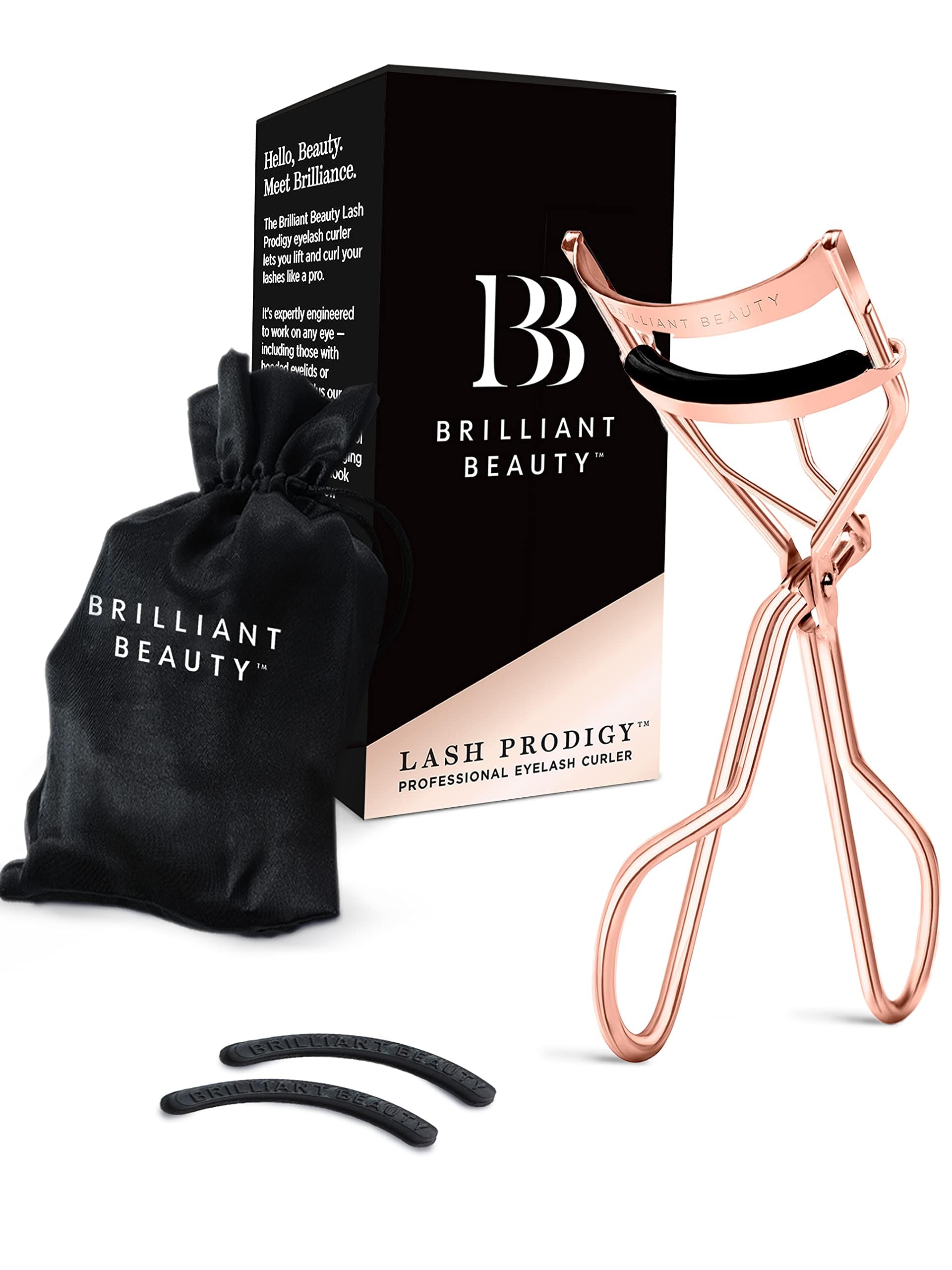 Brilliant BeautyEyelash Curler - Award Winning - With Satin Bag & Refill Pads - No Pinching, Just Dramatically Curled Eyelashes & Lash Line in Seconds.Get Gorgeous Eye Lashes Now! by Brilliant Beauty
