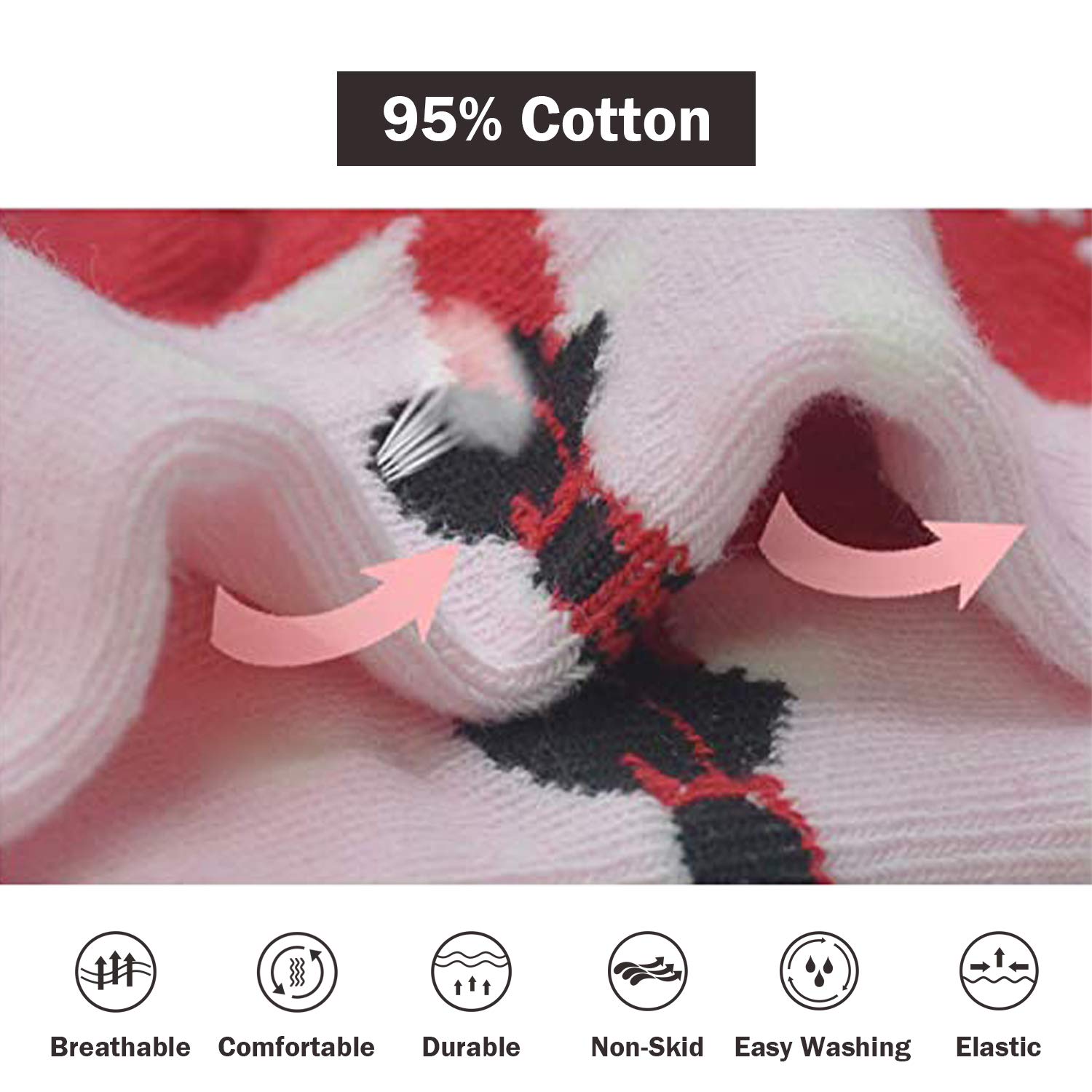 ELUTONG Toddler Baby Grip Socks-Cute Kid's Non Slip Socks-12 Pairs Of Baby’s Socks Suitable Baby Kids Aged 1-7 Years - 5