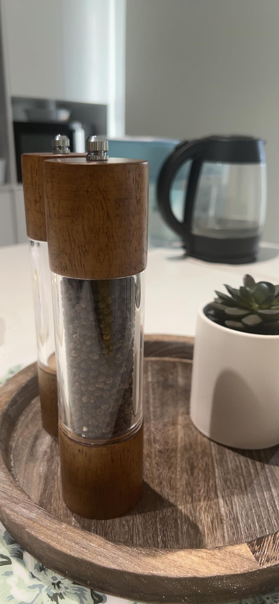 XQXQ Premium Acrylic Salt and Pepper Grinder Set, Manual Salt and