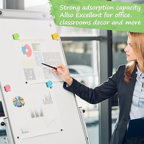 Miniatura 4 de Clips magnéticos, 32 clips de metal de colores para refrigerador, pizarra blanca y fotos