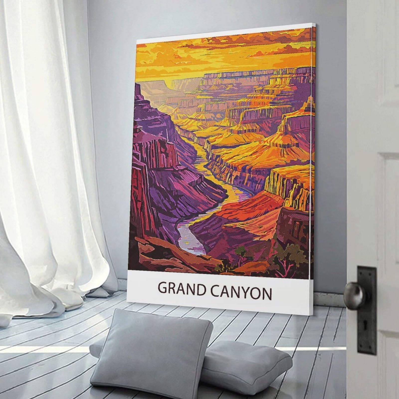 Junmoney Home Decor Wall Art Grand Canyon Sunset, 24x36inch(60x90cm), for Flats, Guest Rooms Or Compact Rooms, Wall Decor with Flexible Room Appeal
