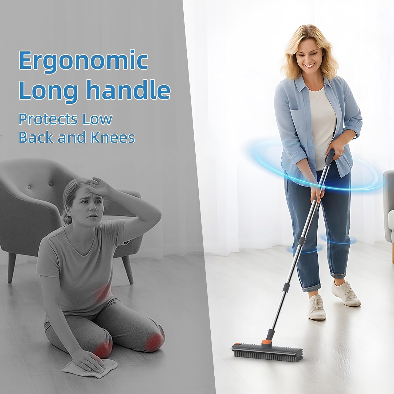 3-in-1 Bathroom Cleaning Brush - Wiper & Long Handle -9 3-in-1 Bathroom Cleaning Brush - Wiper & Long Handle -9