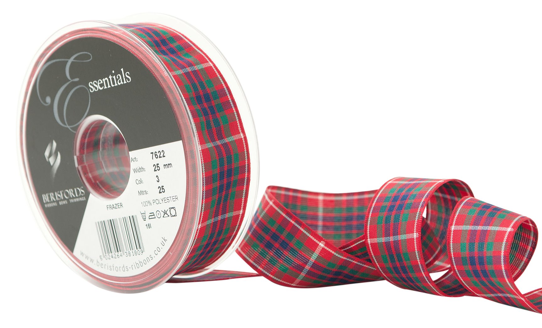 Berisfords 3 Frazer Woven Tartan Ribbon (Value Roll)
