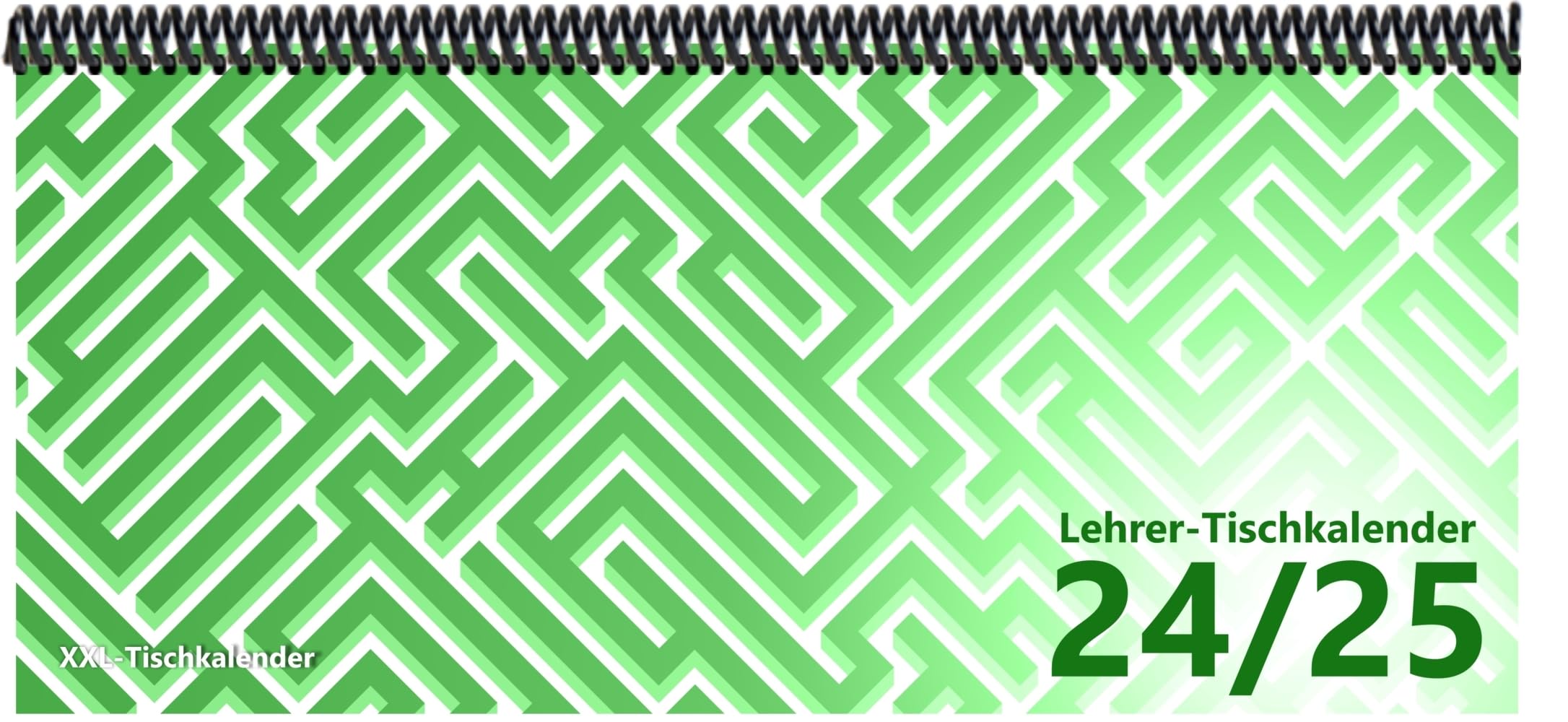 Lehrer - Tischkalender 2024/25: XXL-Tischkalender, Bunt-Kalender Labyrinth grün 14,5 x 32,5 cm