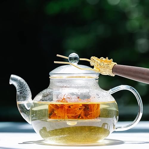 Miniatura 2 de Wakauto Juego de té chino de metal para tetera, clip para tapa de tetera, tenedor con mango de madera, soporte de tapa para tetera japonesa,