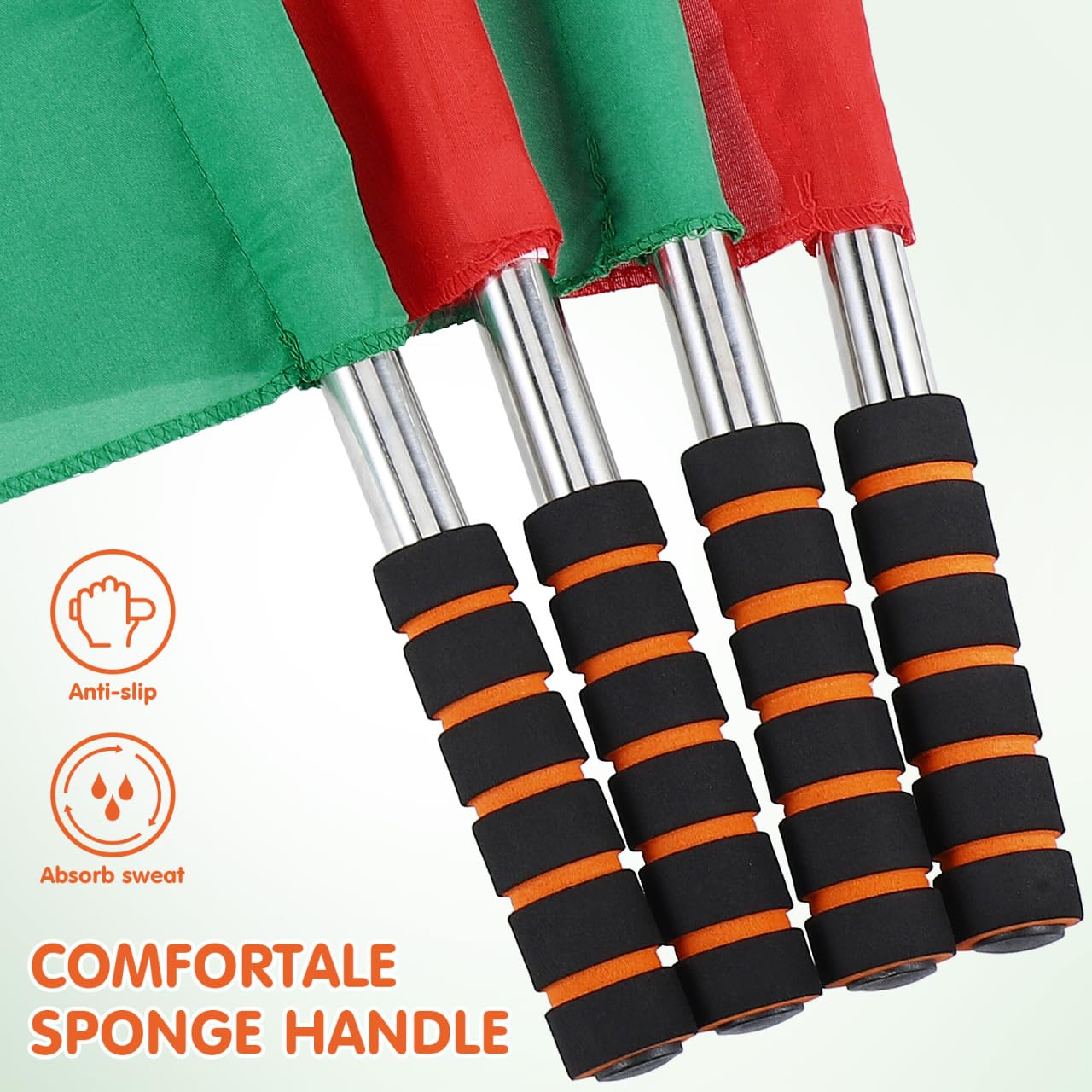 SUPVOX 4 banderas de árbitro con postes de mano, banderas de señal pequeñas para partidos de fútbol, banderas de juez de línea deportiva, rojo y verde