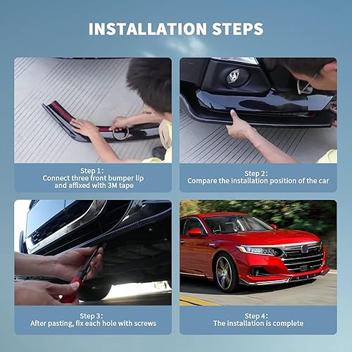 Miniatura 8 de Archaic Borde de parachoques delantero compatible con Honda Accord 10.5th Sedan SE/EX-L/LX/Sport/Touring 2021 2022, kit de carrocería divisor debajo