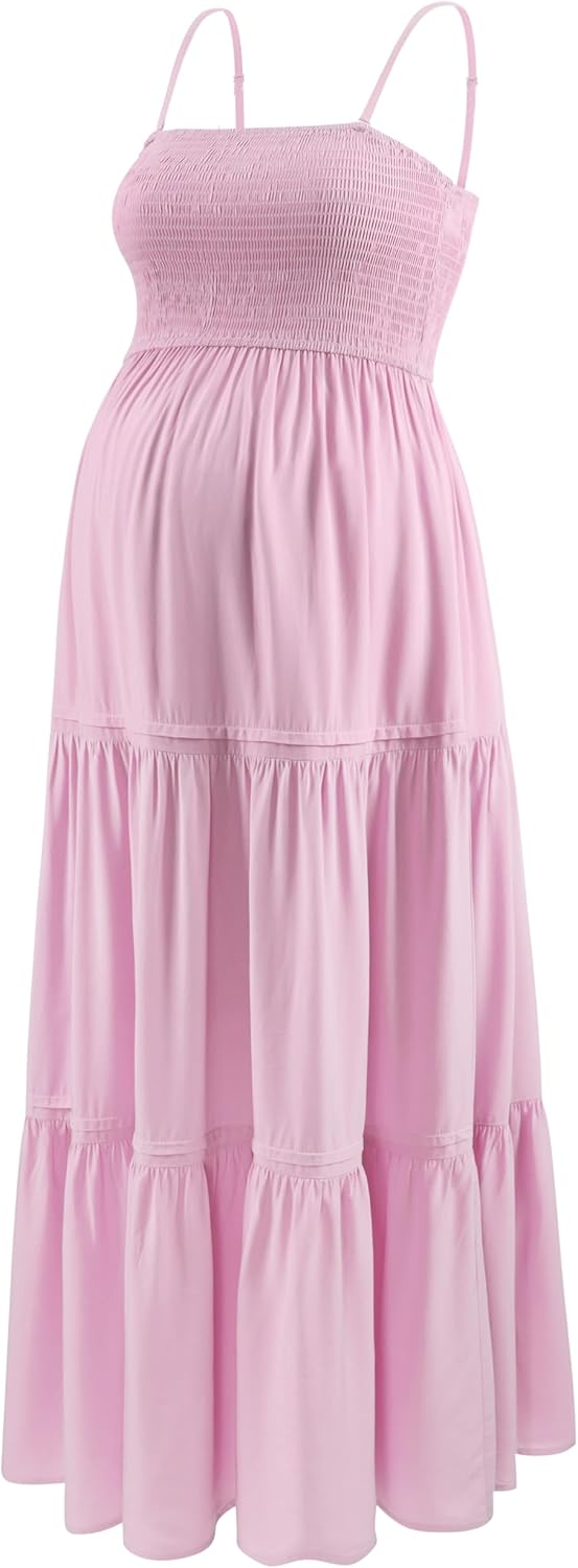 Maternity Casual Summer Maxi Dress with Removed Strap, Stapless Bohemian Beach Long Photoshoot/Baby Shower Dresses