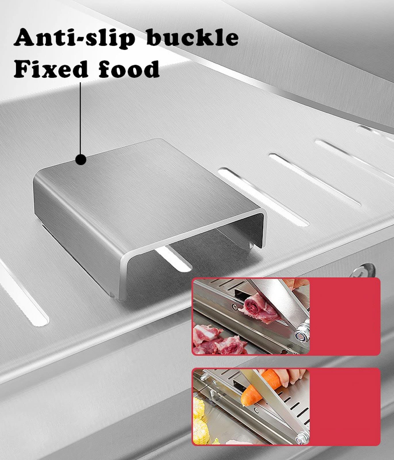 Affettatrice Manuale da Casa Commerciale Sega Ossa da Macellaio da Desktop per Verdure Carne Congelata Affettatrici Acciaio Inossidabile, Taglio Affilato e Veloce(Size:L)