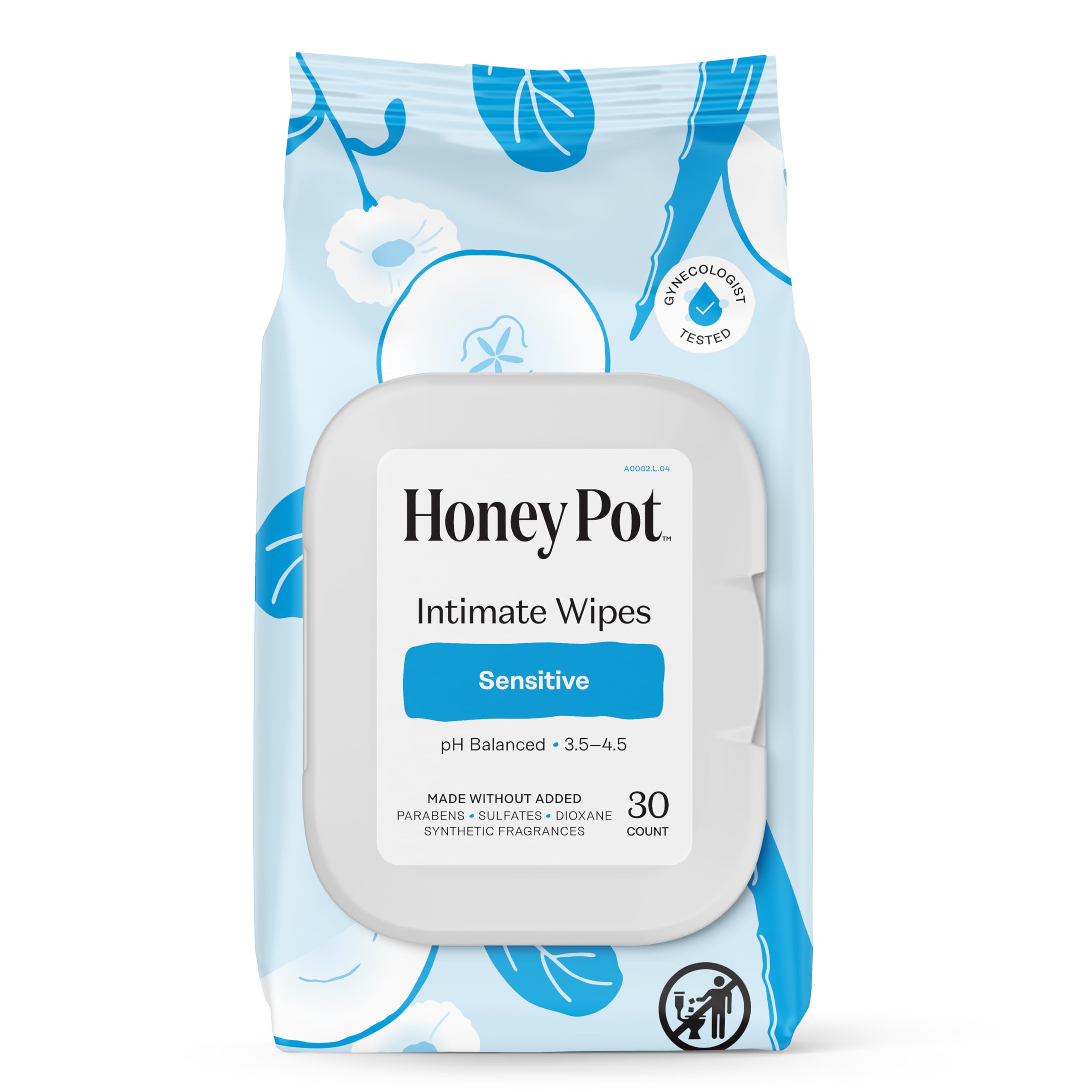 The Honey Pot Company - Feminine Wipes - Daily PH Balancing, Fragrance & Sulfate Free Wipes for Intimate Parts, Body, or Face - Hygiene Products - Sensitive 30 ct