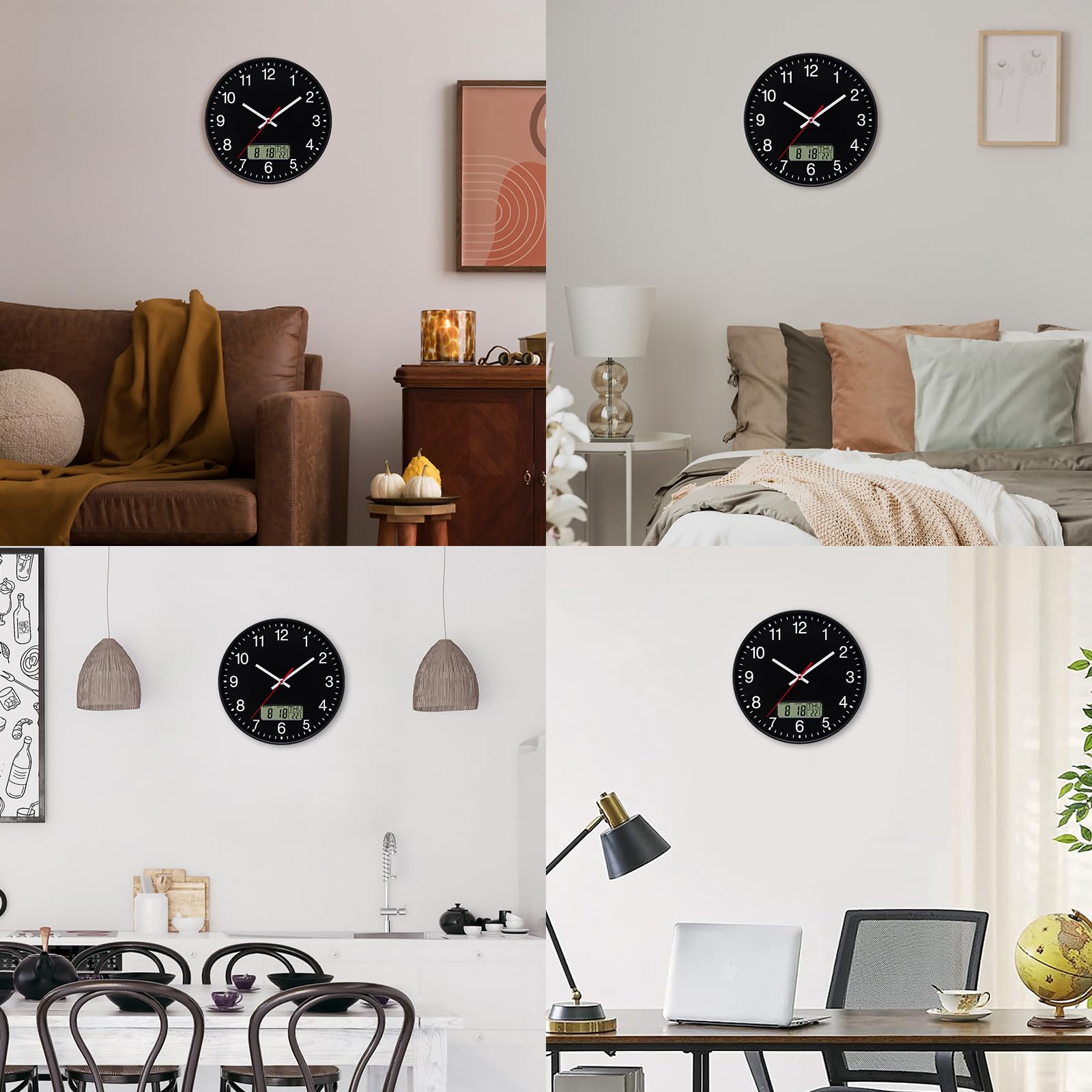 VIVILINEN Orologio da Parete Moderno Con Temperatura e Calendario, Orologio da Muro Silenzioso a Batteria Senza Ticchettio Decorativo per Soggiorno, Cucina, Camera da letto, 30cm