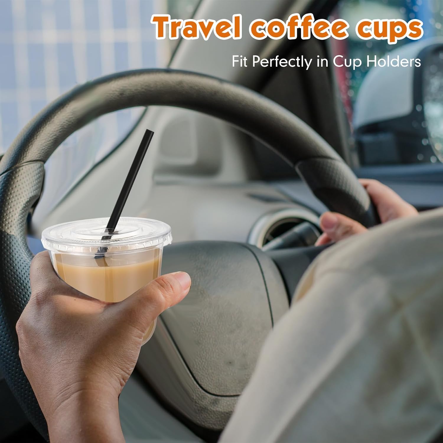 100 Set 10 oz Clear Plastic Cups with Lids and Straws, Disposable Iced Coffee PET Cups for Drinking Cold Beverage Juice Parfait Smoothie Milkshake Coffee Shops Party Supplies - Image 5