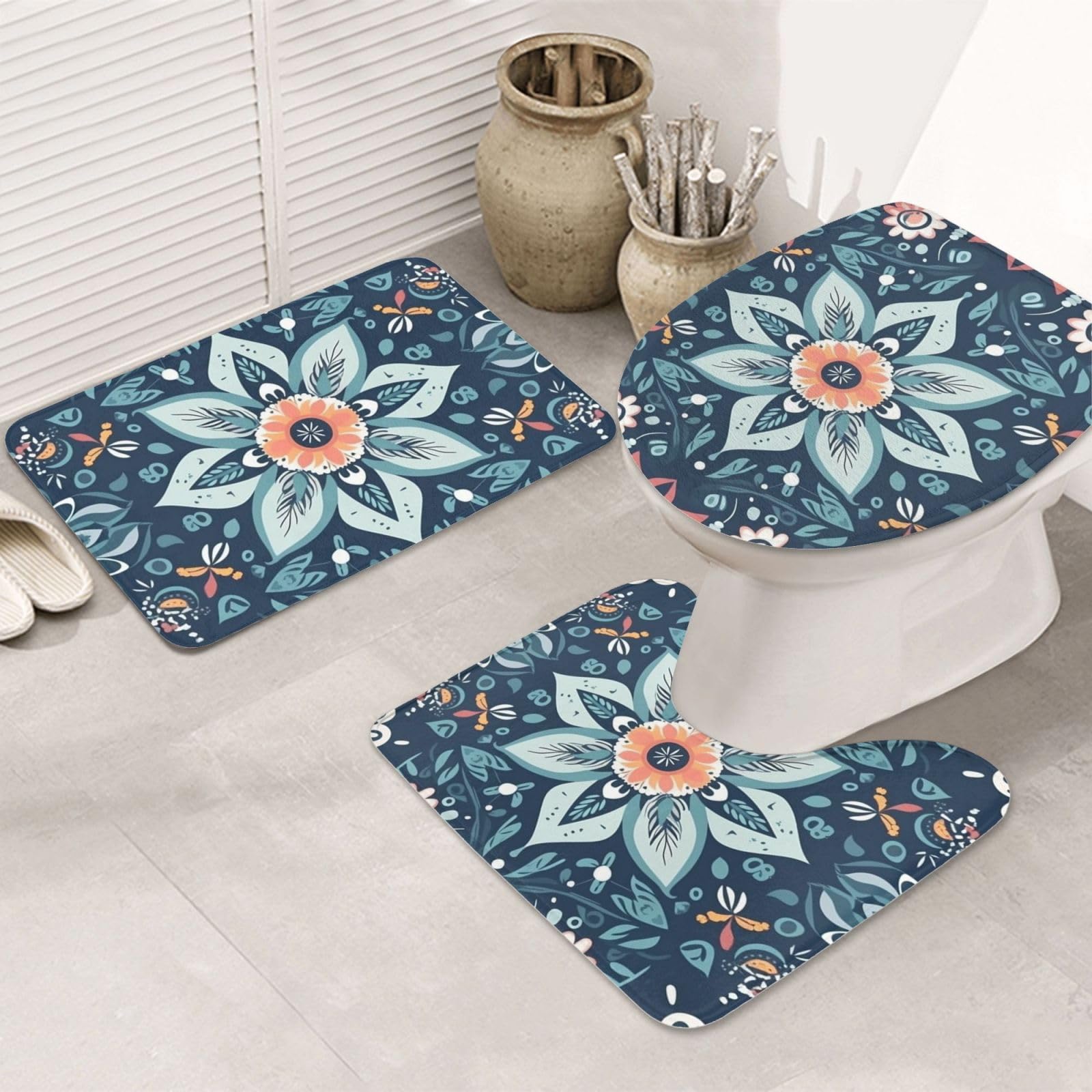 Tapis de douche antidérapant lot de 3 pièces lavables et doux