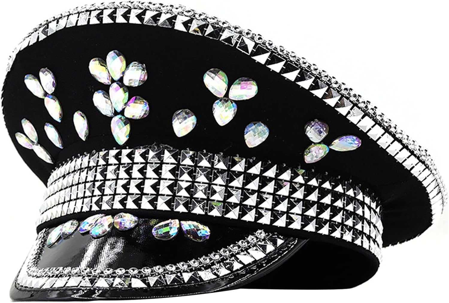 Elegant Captain Hat For Bride Shimmering Sailor For Music Festivals Sparkly Crystals Wedding Hats Captain Hat