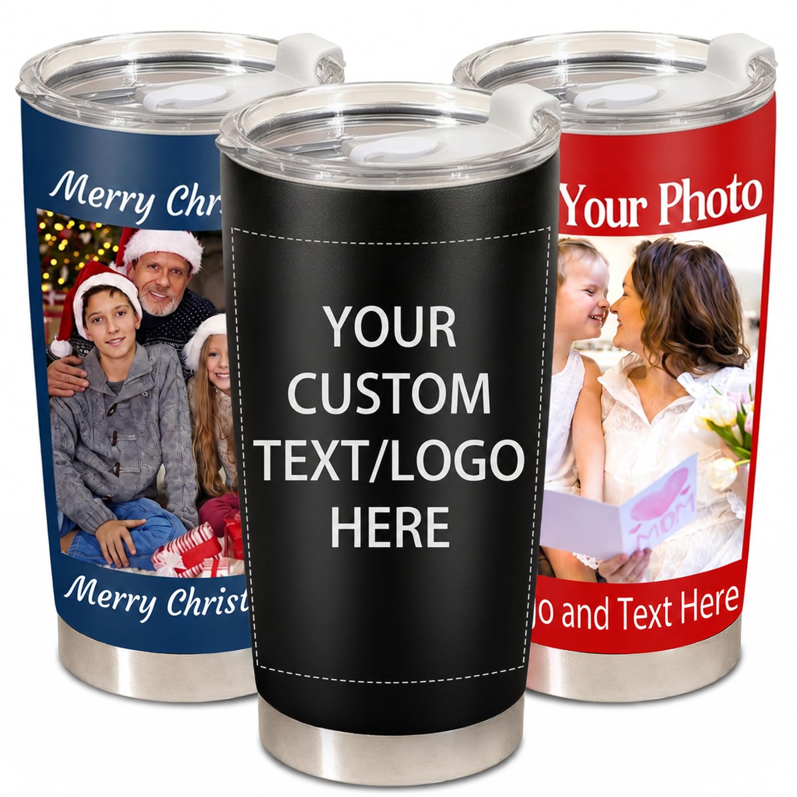 Personalized 20oz Tumbler With Picture Text Logo-Made in USA