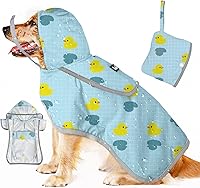 Vista 18 de SlowTon Chubasquero para perros, chaqueta de lluvia ajustable para perros con capucha transparente de doble capa, poncho impermeable con tiras
