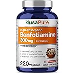 NusaPure Benfotiamine 300mg Per Veggie Caps 220 Count (Non-GMO, Vegan) Bioperine