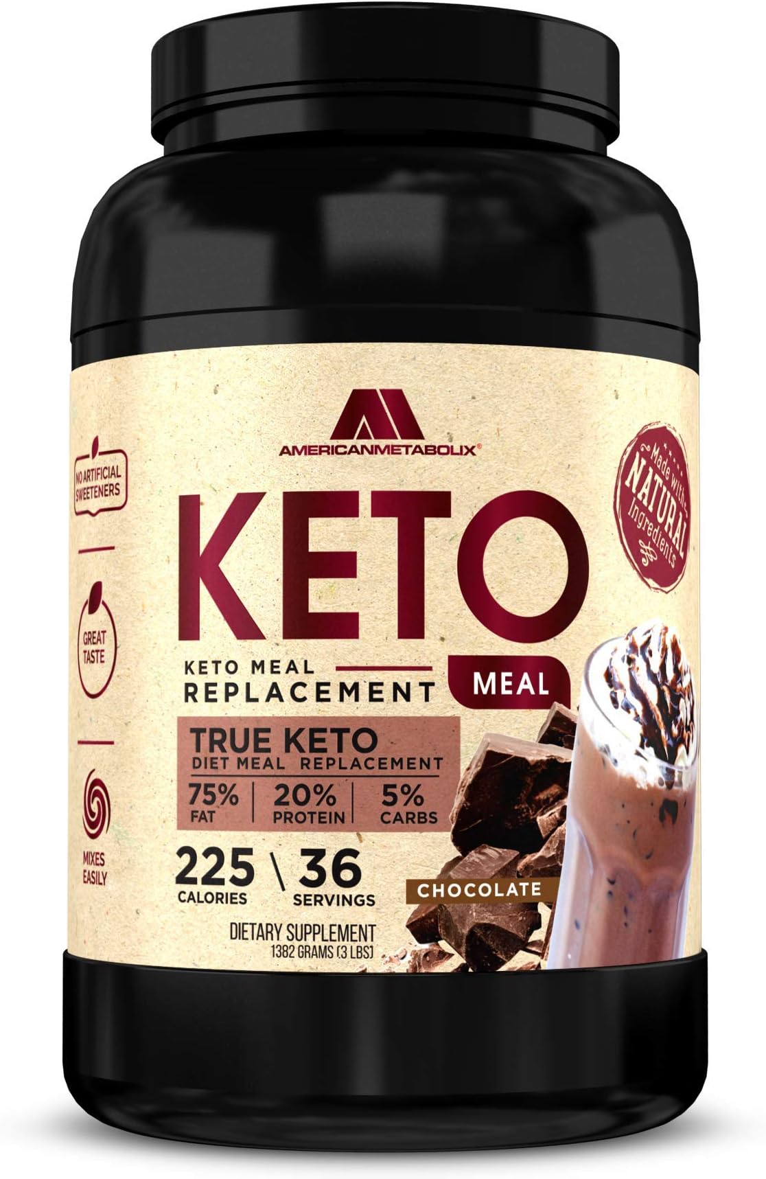 American Metabolix Keto Meal Chocolate Malt, 48 Ounce