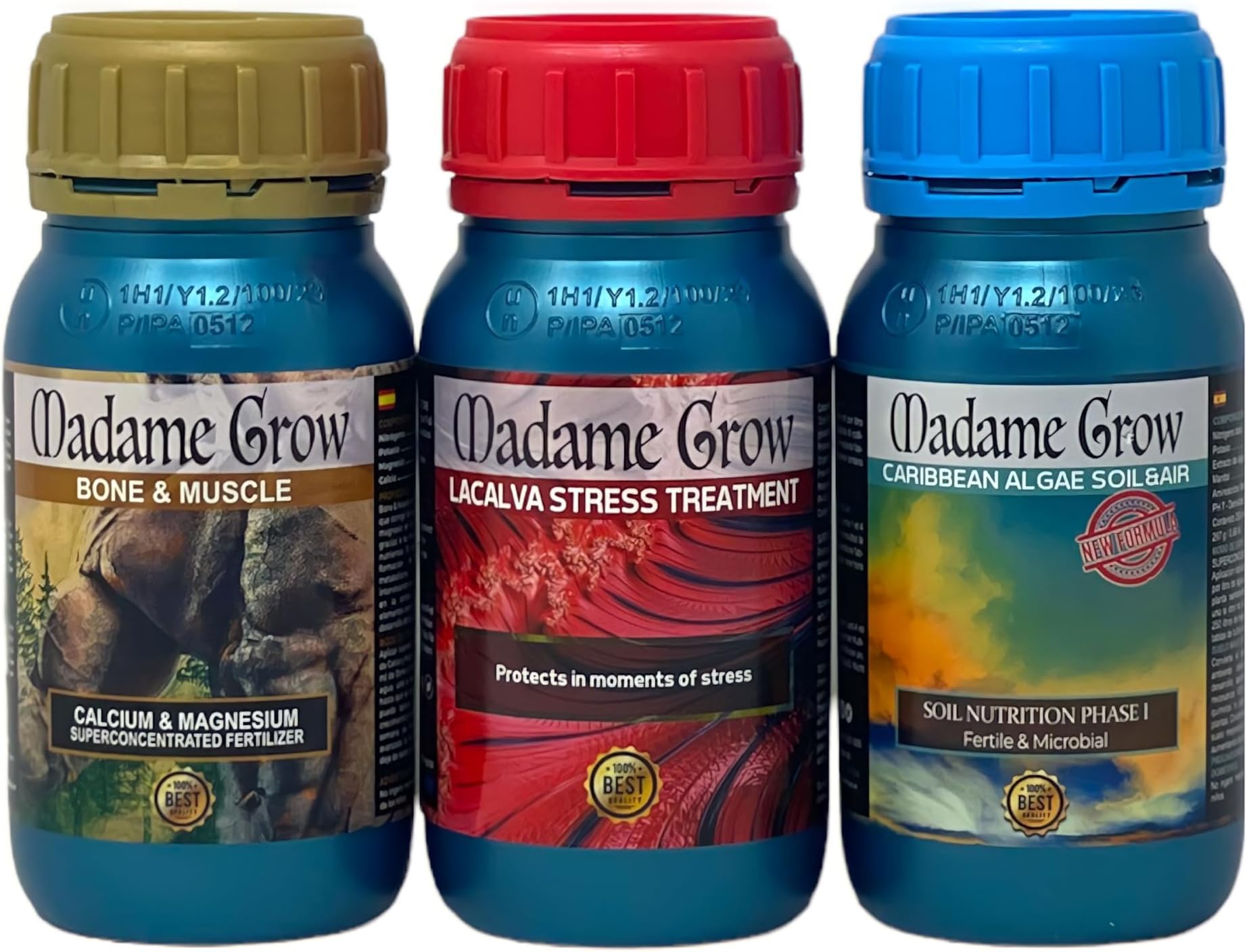 Madame Grow - Organic Fertilizer - Natural Nutrients - For plants 420 - Healthy and tasty plants - KIT AQUA HUERTO (3x250ml)