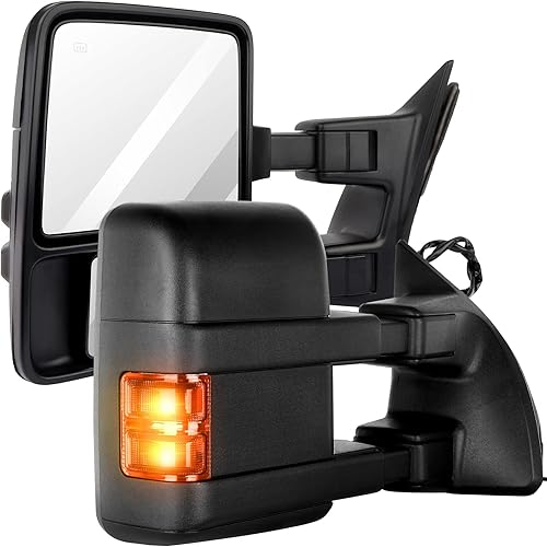 ANPART Espejos de remolque para pastilla, lado del conductor y del pasajero, 1999-2007 para F250para F350para F450para F550 Super Duty Luz de señal