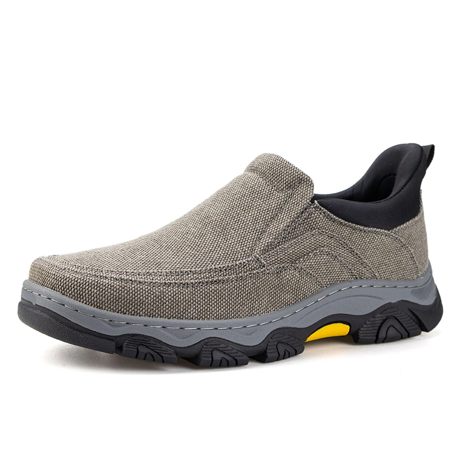 UPIShi Men's Hands Free Slip On Walking Loafer Slip-ins Casual Canvas Lightweight Indoor Outdoor Cushioning Shoes